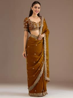 Antique Gold Tissue Silk Saree for Wedding Wear
