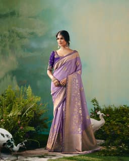 Lavender Reception Wear Silk Saree