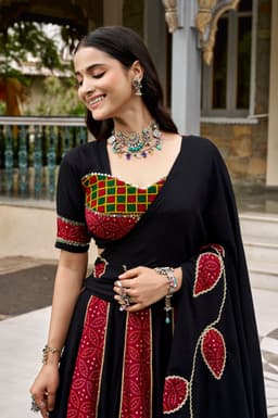 Black Ajrakh Print Lehenga for Navratri & Garba Night