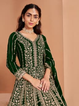 Green Georgette Anarkali Suit