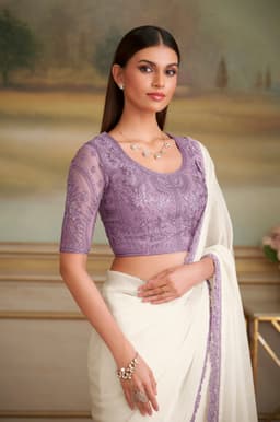 White Party Wear Shining Georgette Saree