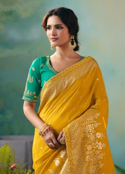 Yellow Haldi Function Wear Silk Saree