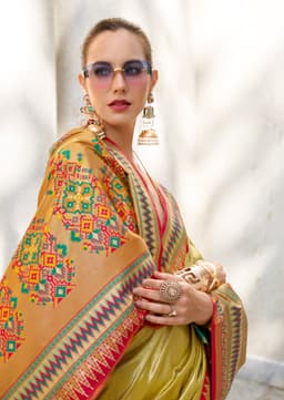 Mustard Yellow Tissue Silk Saree with Zari Weaving