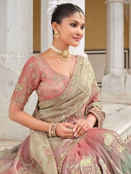 Pastel Pink Zari Silk Saree for Wedding Wear