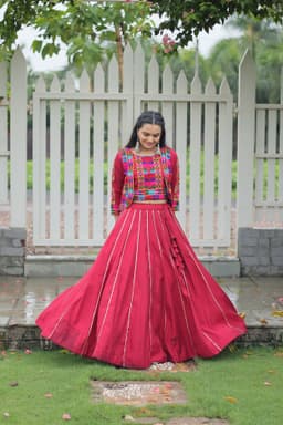 Maroon Kutchi Gamthi Lehenga for Navratri, Garba & Dandiya