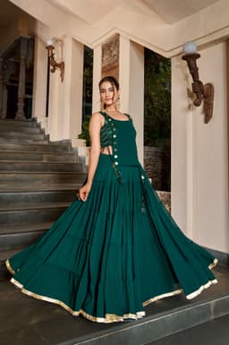 Bottle Green Lehenga for Navratri, Garba & Dandiya Nights