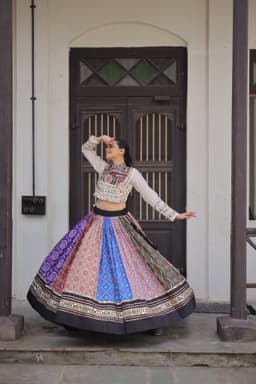 Vibrant Multicolor Cotton Lehenga with Gamthi Mirror Detailing