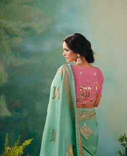 Mint Green Festive Wear Silk Saree