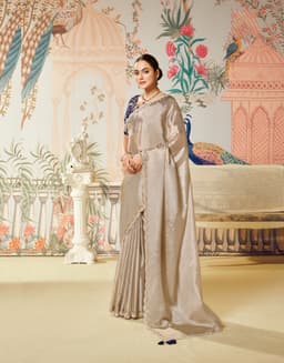 Champagne Gold Tussar Silk Party Wear Saree