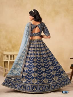 Royal Navy Blue Art Silk Bridal Lehenga Choli