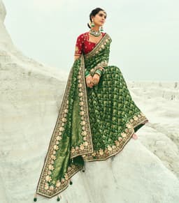 Green Georgette Bridal Bandhej Saree