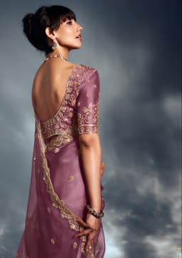 Elegant Lavender Pink Saree for Party Wear