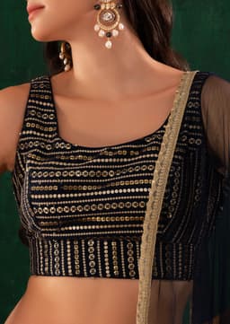 Midnight Blue Cocktail Party Georgette Designer Lehenga