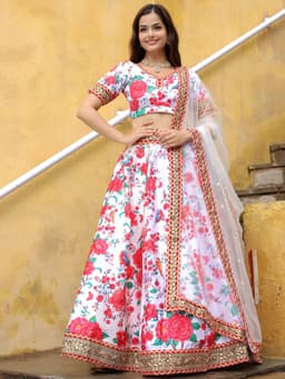 White Floral Bridesmaid Lehenga