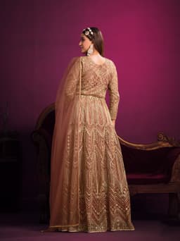 Traditional long anarkali suit party wear for wedding functions