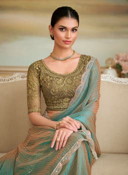Sea Green Party Wear Shining Georgette Saree