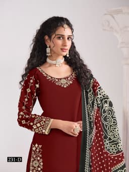Maroon Roman Silk Patiala Suit