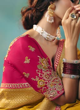 Mustard Yellow Festive Wear Silk Saree