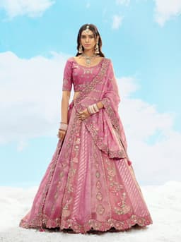 Blush Pink Floral Lehenga for Wedding & Reception