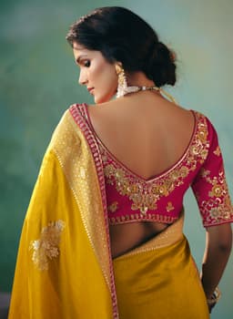 Mustard Yellow Festive Wear Silk Saree