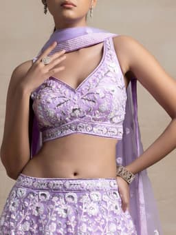 Lavender Floral Sequin Lehenga for Wedding & Reception