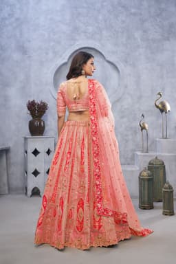 Blush Pink Banarasi Silk Bridal Wedding Lehenga