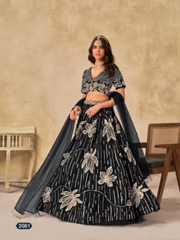 Black Designer Embroidered Lehenga Choli