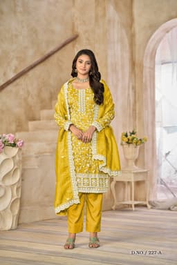 Mustard Organza Suit Set
