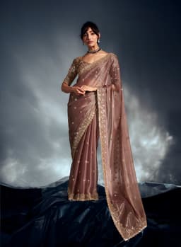 Designer Tissue Organza Saree for Engagement Wear