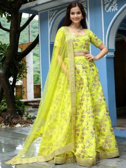Neon Yellow Indian Lehenga Online