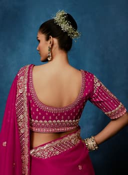 Luxury Rani Pink Fancy Saree with Readymade Blouse