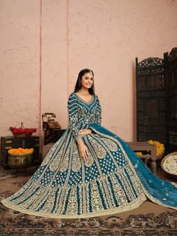 Regal Teal Party Anarkali