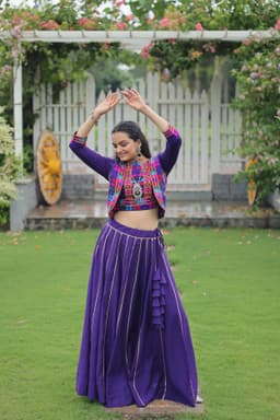 Purple Kutchi Gamthi Lehenga for Festive Garba Nights