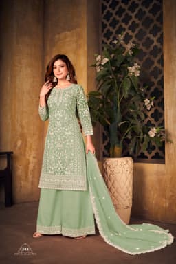 Pista Green Designer Palazzo Suit