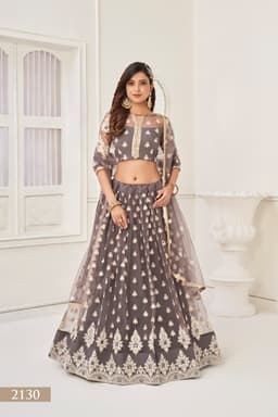 Grey Net Lehenga Choli