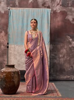 Mauve Pink Two Tone Silk Saree | Wedding Saree Guest