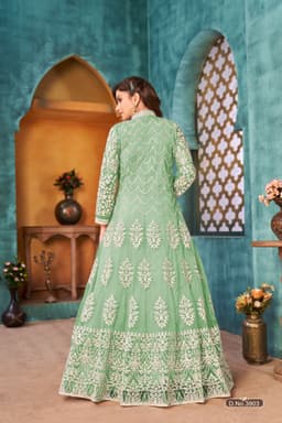 Green Net Anarkali Suit