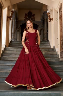 Wine Maroon Lehenga for Navratri, Garba & Dandiya