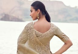 Champagne Gold Tissue Silk Khatli Work Saree