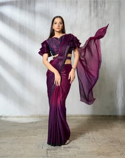 Wine Ready to Wear Satin Silk Saree