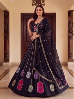Black Mirror Work Lehenga Set with Dupatta for Navratri