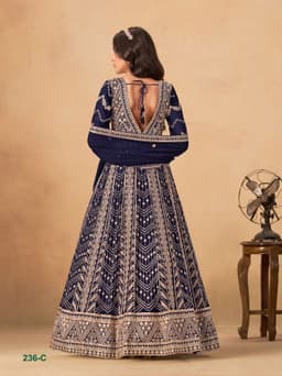 Navy Blue Georgette Designer Anarkali Gown