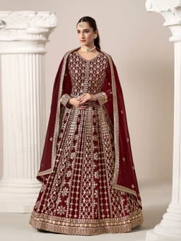 Bridal Maroon Flair Suit