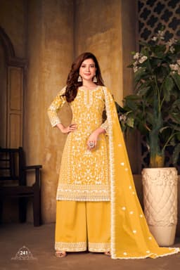 Mustard Yellow Designer Palazzo Suit