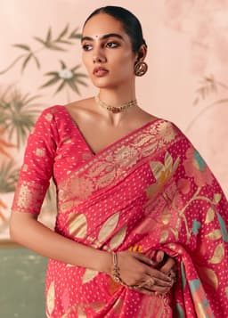 Pink Festive Wear Georgette Saree