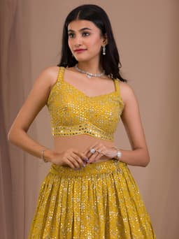Yellow Mehendi Ceremony Georgette Designer Lehenga Choli