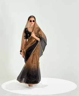 Black Designer  Organza Saree for Party Wear