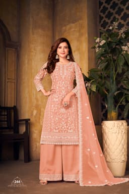 Peach Designer Palazzo Suit
