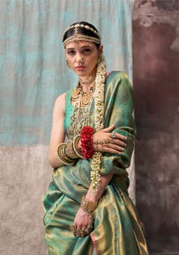 Sea Green Two Tone Silk Saree | Wedding Saree Collection