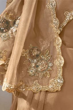 Champagne Gold Designer Saree for Party Wear